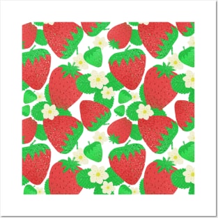 Strawberries pattern Posters and Art